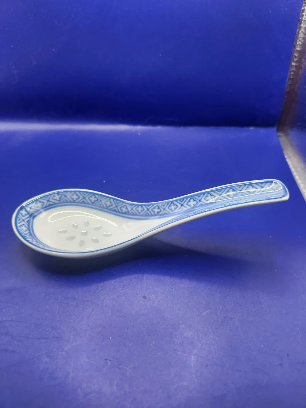 Vintage Blue and White Porcelain Soup Spoons - Set of 4